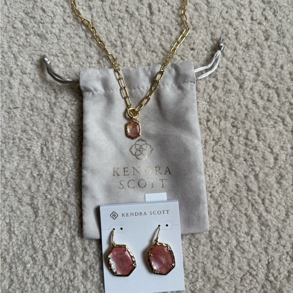 Kendra Scott Gold and Pink Necklace